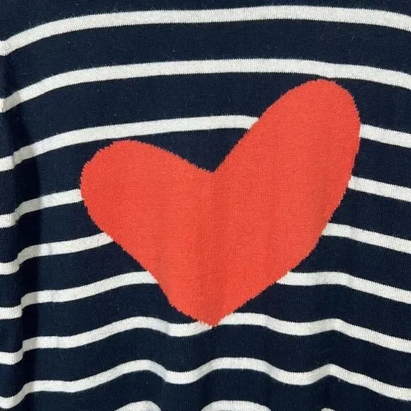 LISA TODD Women’s Cotton/Cashmere Blend Heart/Striped Sweater Black/White Small - Picture 4 of 10